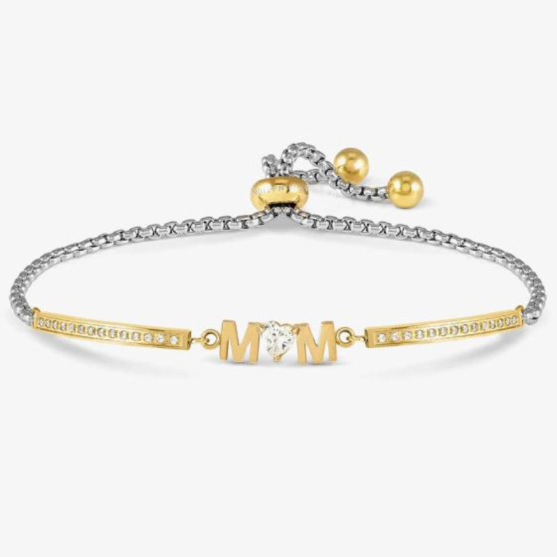 Milleluci Silver Gold Tone Cubic Zirconia Mum Bracelet