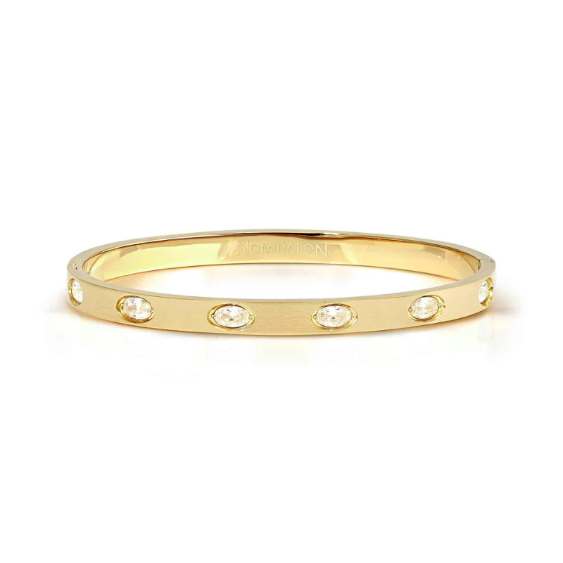Pretty Bangle With Oval CZ, Small - Gold - 029525/020