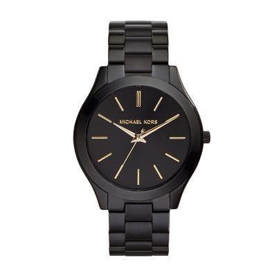Michael Kors Slim Runway Black Stainless Steel Women Watch-MK3221
