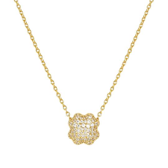 LIFEPOETRY NECKLACE 242704/003 GOLD & WHITE CZ FOUR-LEAF CLOVER