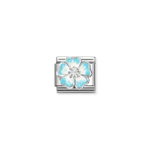 COMPOSABLE CLASSIC LINK 330321/20 RED FLOWER IN 925 SILVER, ENAMEL & CZ