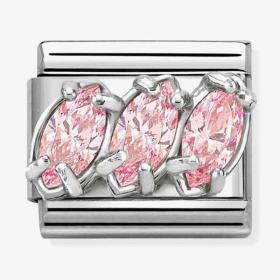 Classic Trilogy Pink Cubic Zirconia Charm