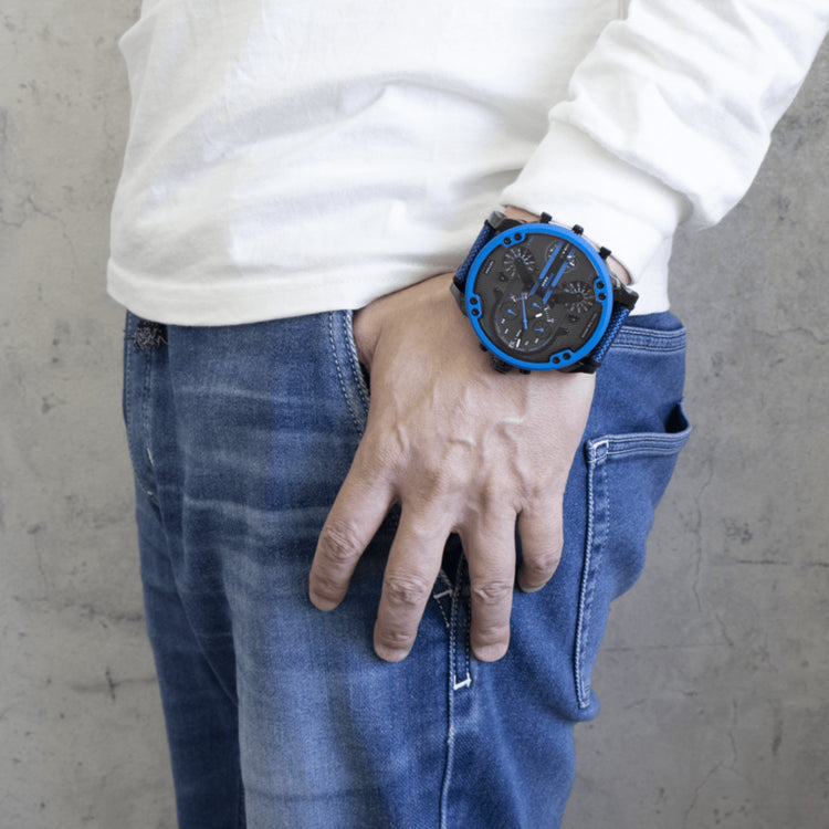 Diesel Mr. Daddy 2.0 Mens Blue Rubber Strap Watch-DZ7434