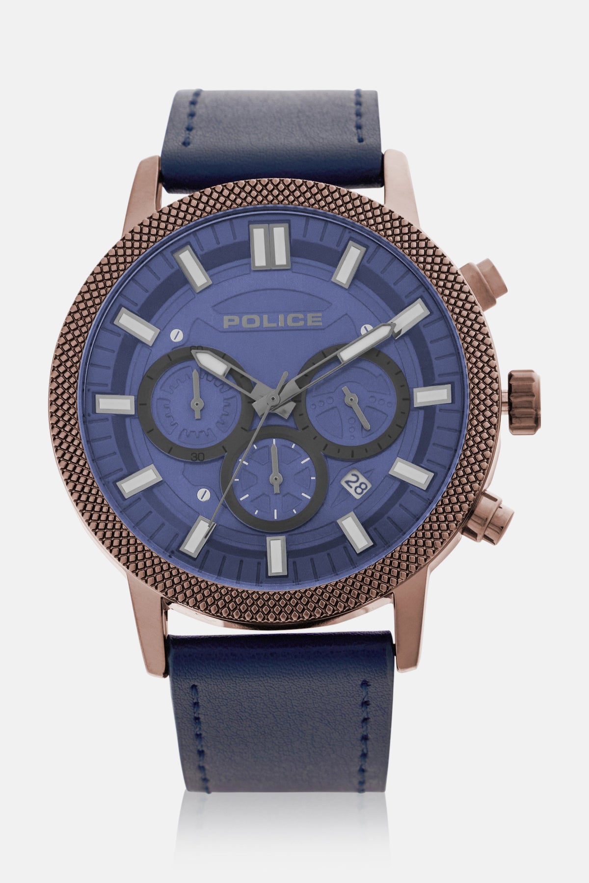 Police Mens Blue Leather Watch-PEWGC2240401