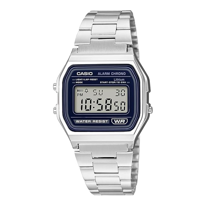 Casio A158WEA-2DF Retro Digital Watch - Blue Gradient Dial -Stainless Steel