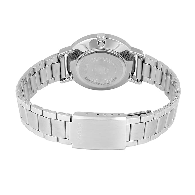 Casio LTP-VT04D-1ADF-Black Patterned Dial-Slim Stainless Steel-Minimalist