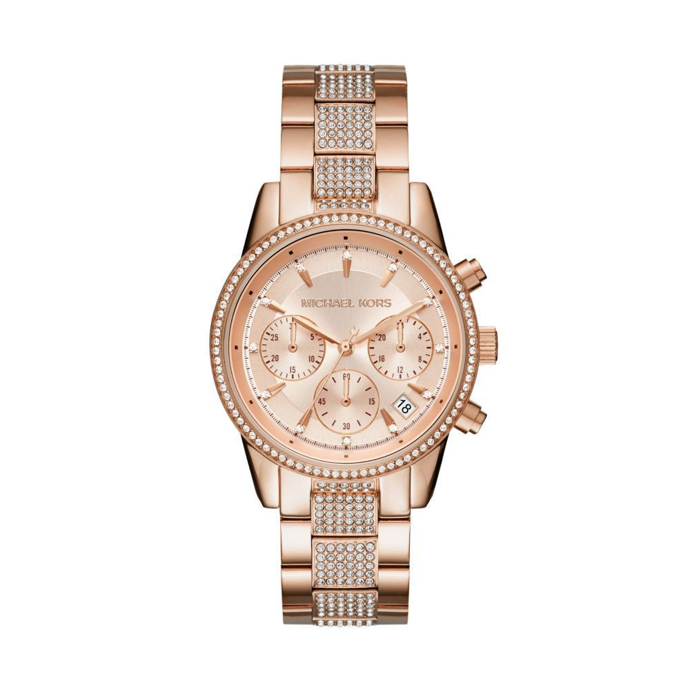 Michael Kors Ritz Womens Rose Gold Watch-MK6485