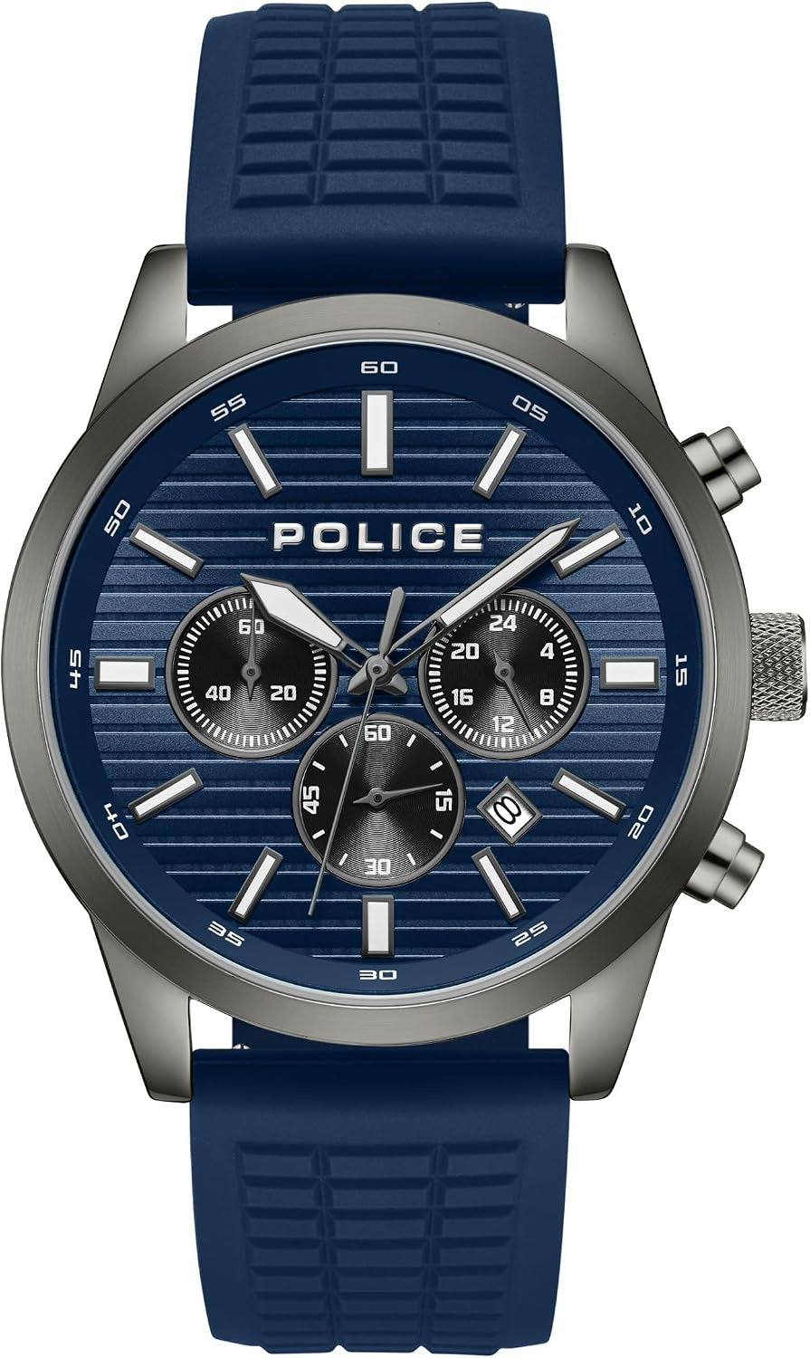 Police Mens Blue Rubber Watch-PEWGO2239403