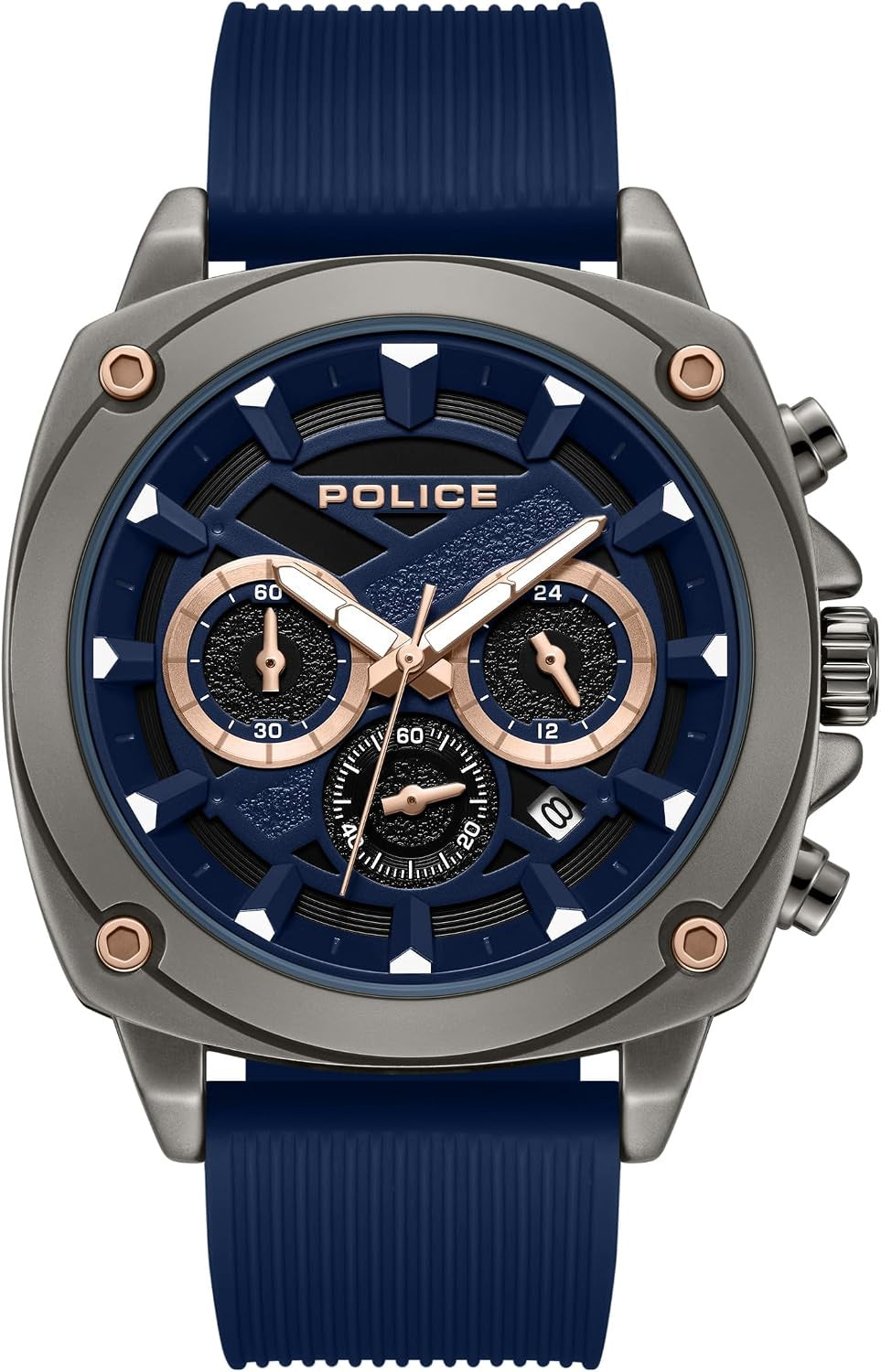Police Mens Blue Rubber Watch-PEWGO2240203