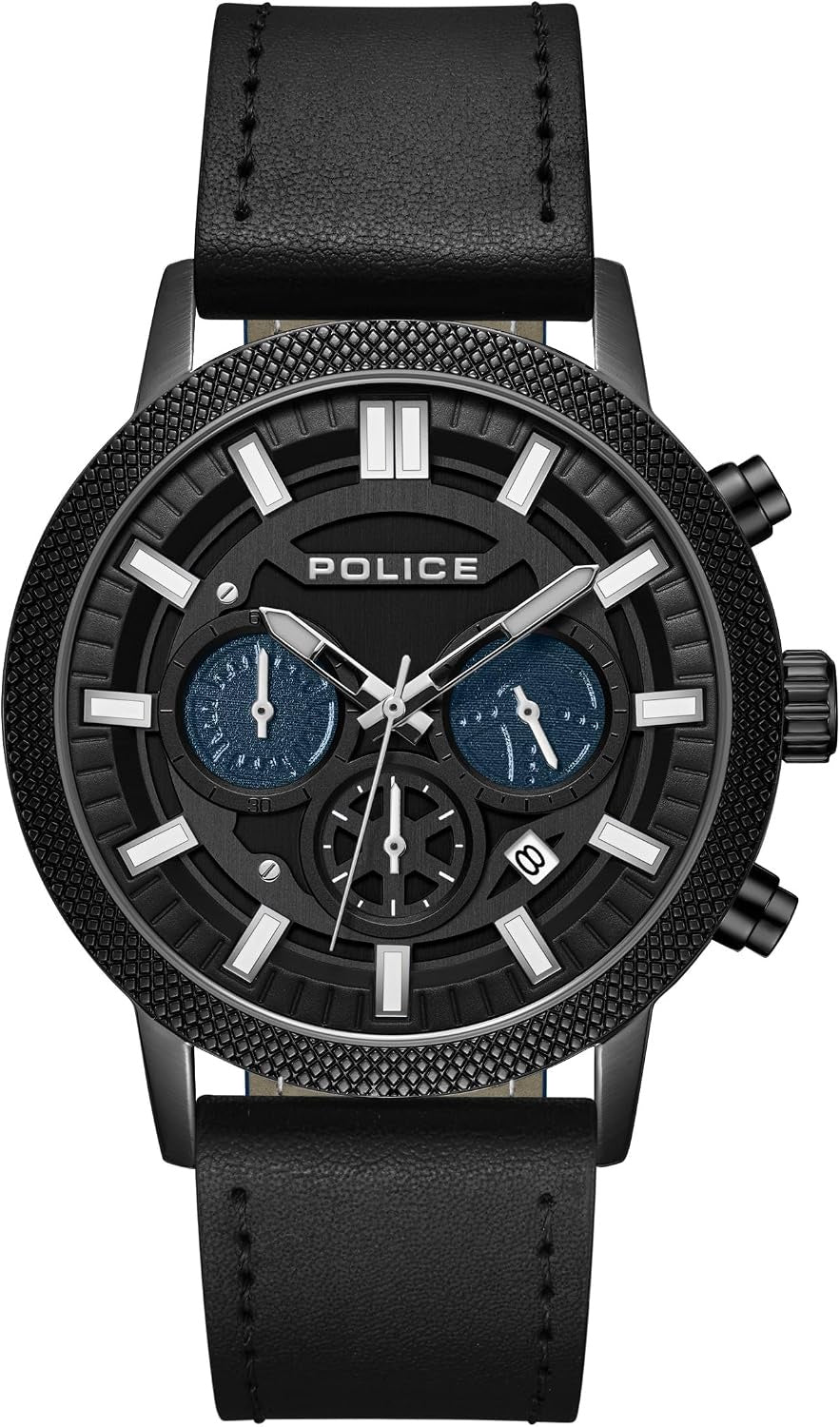 Police Mens Black Leather Watch-PEWGC2240402