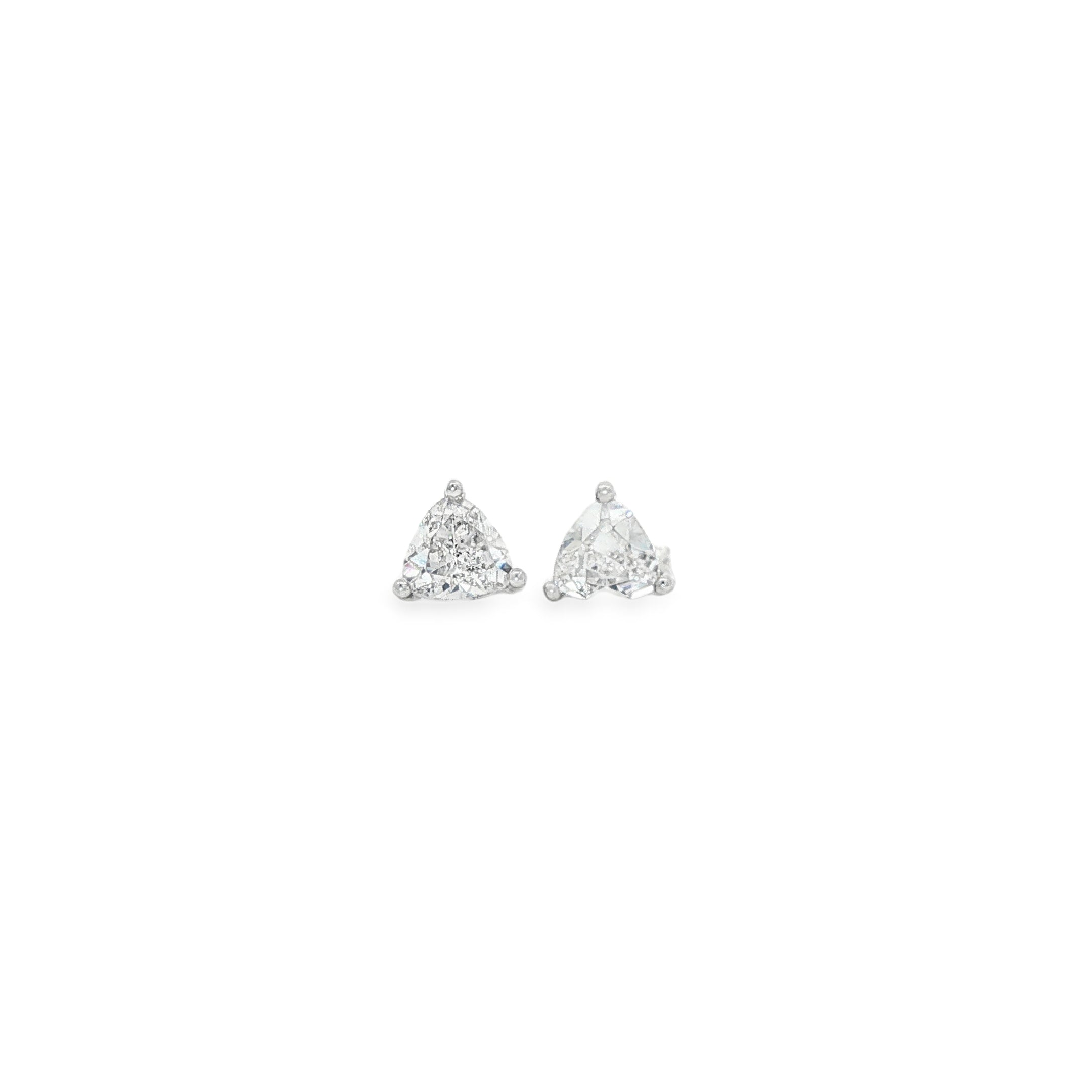 BWJ - 925 Sterling Silver Triangle Cut Cubic Stud Earrings