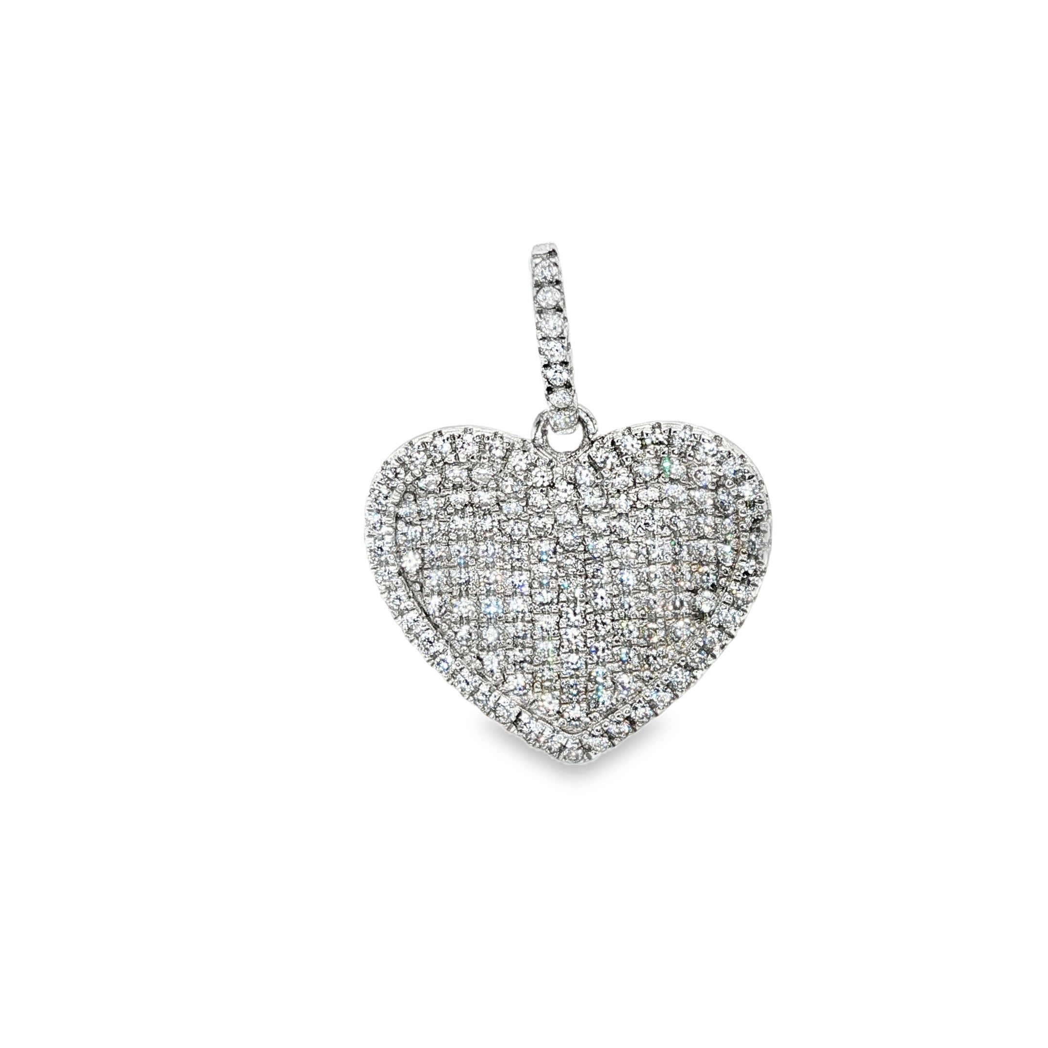 BWJ - 925 Sterling Silver Heart Pendant with Cubics