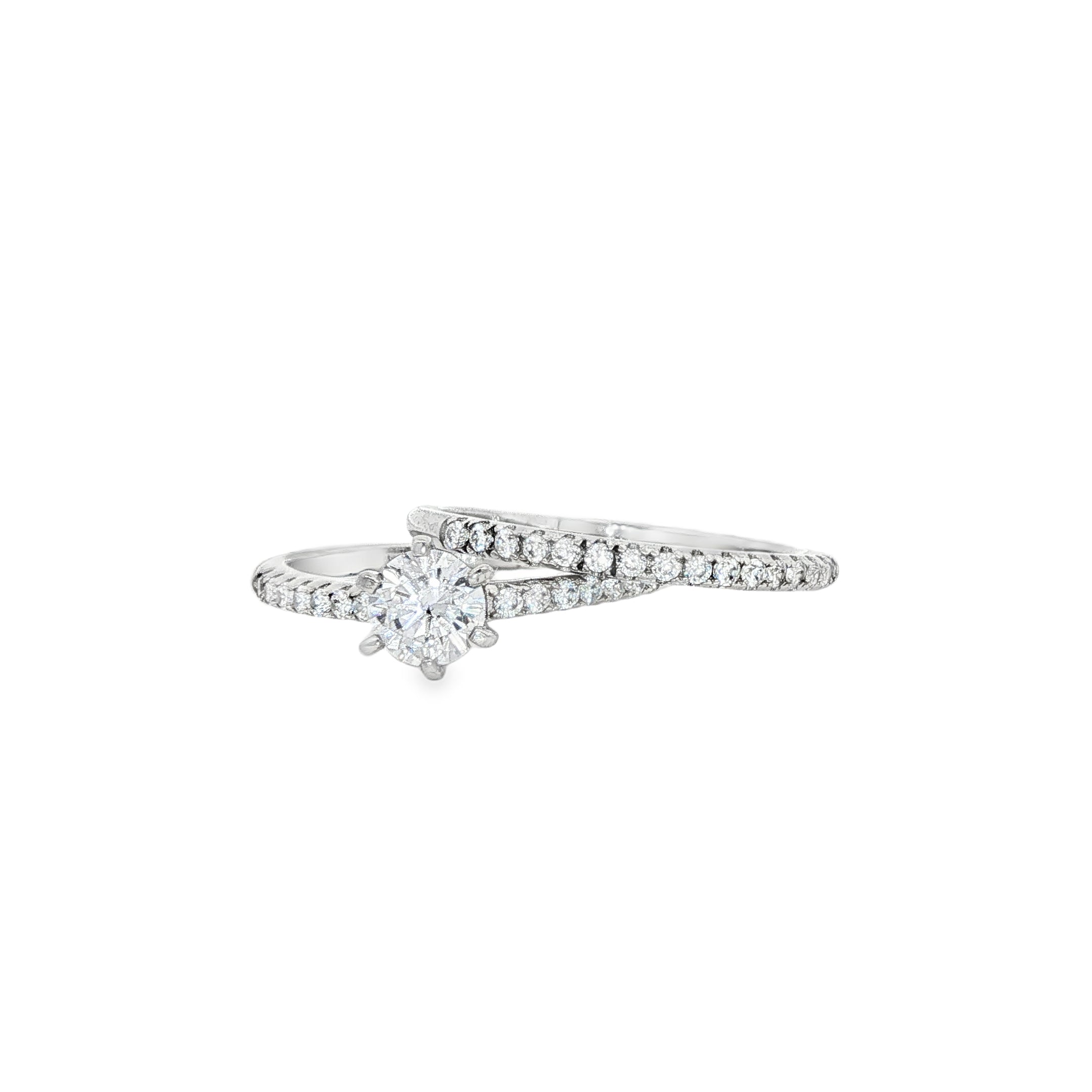 BWJ - 925 Sterling Silver Round Cubic Bridal Ring Set