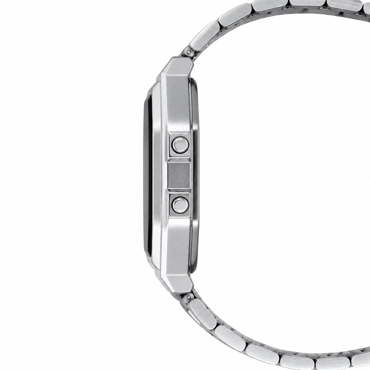 Casio A158WEA-1DF Retro Digital Watch -Stainless Steel Band -Silver&Black - AI-generated side view