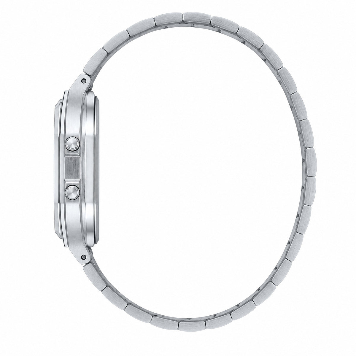 Casio A158WEA-7DF Retro Digital Watch -Silver Dial- Stainless Steel Band - AI-generated side view