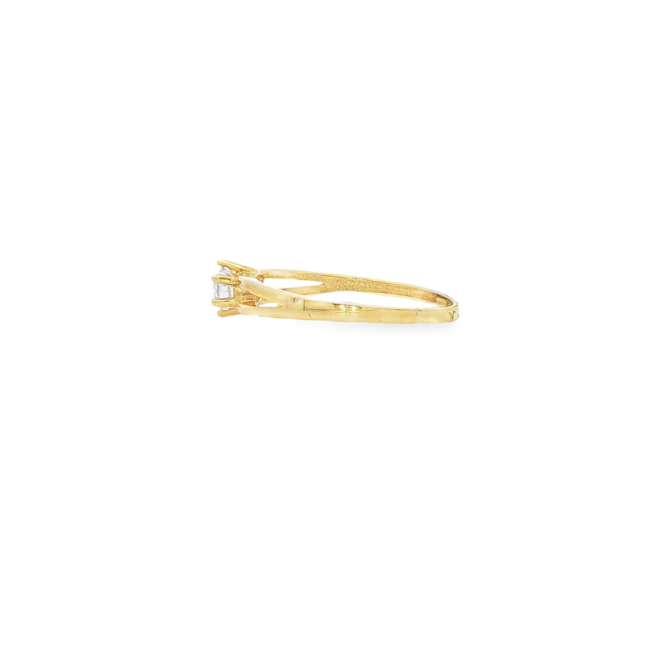BWJ - 9ct Yellow Gold Cubic Solitaire Ring with Split Shank