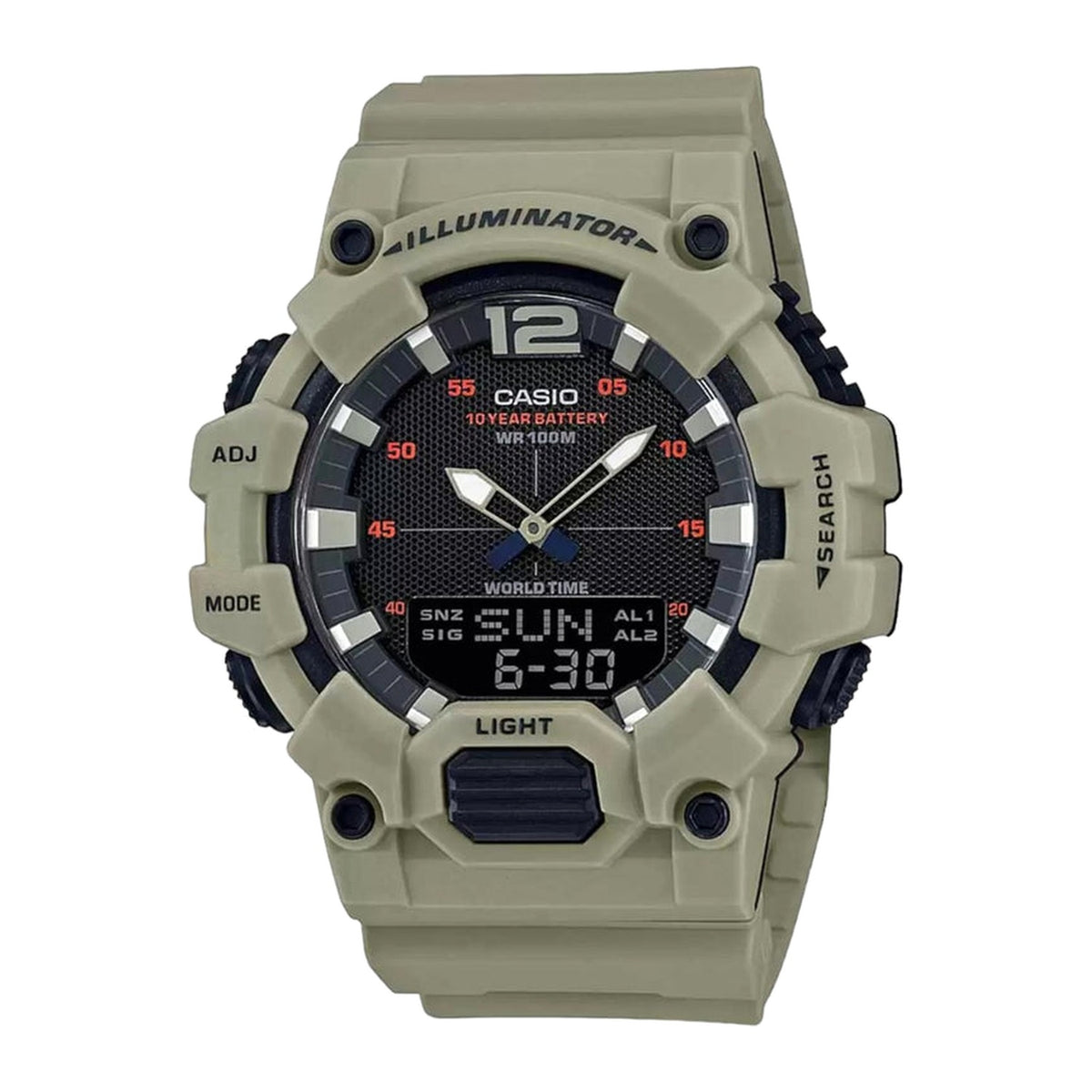 Casio Anadigital Brown Rubber Mens Watch-HDC-700-3A3VDF