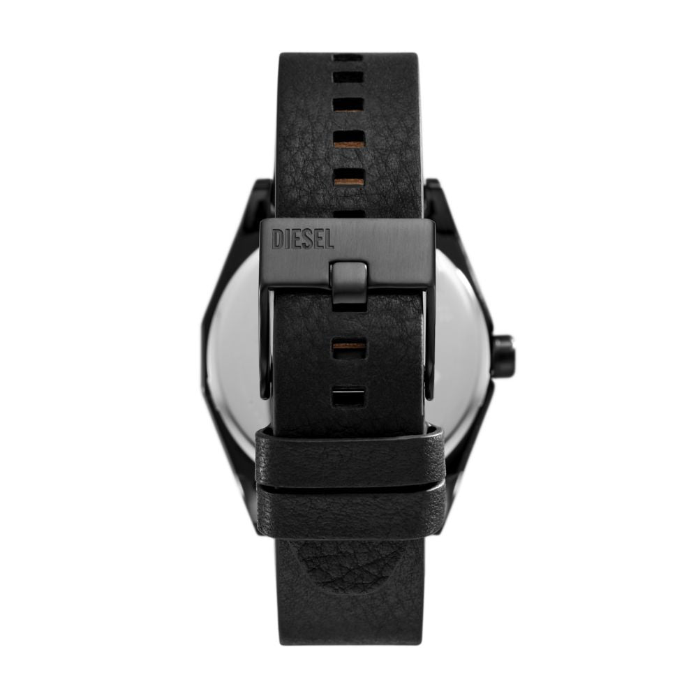 Diesel Scraper Mens Black Leather Strap Watch-DZ2210SET