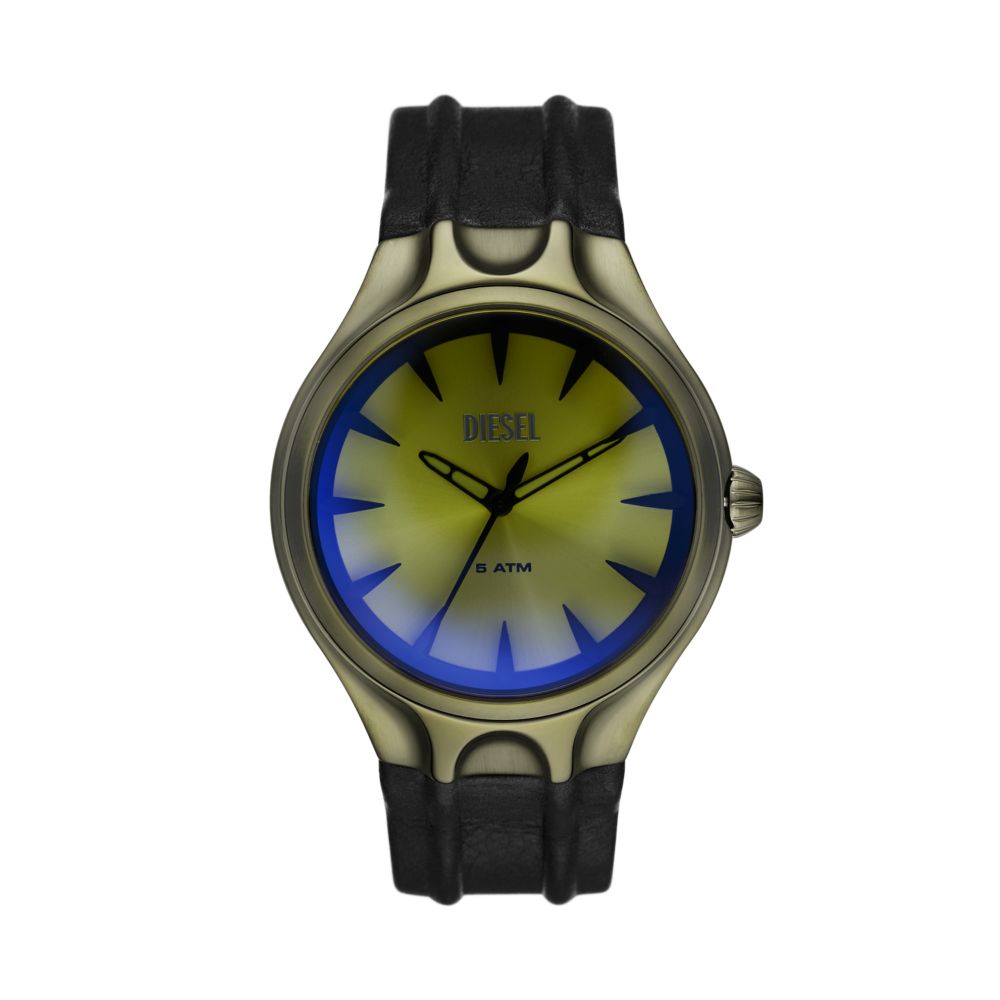 Diesel Streamline Mens Black Leather Strap Watch-DZ2218