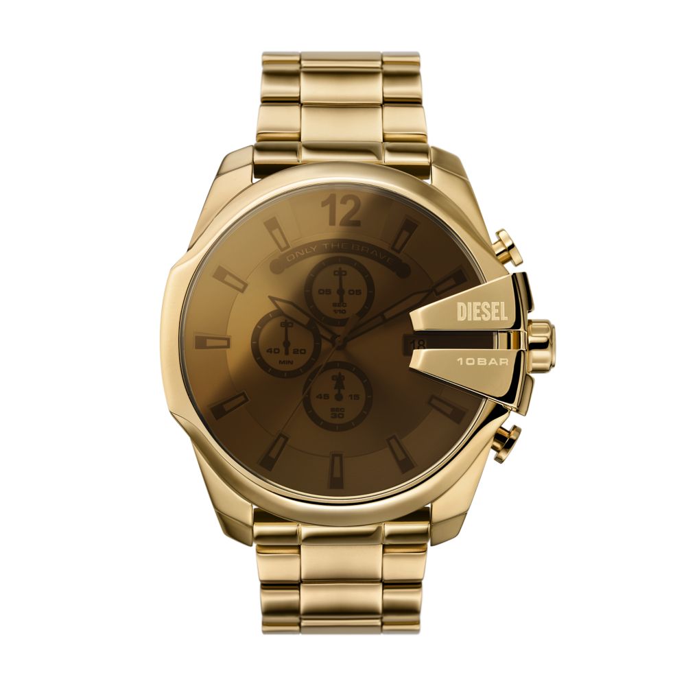 Diesel Mega Chief Mens Gold Stainless Steel Strap Watch-DZ4662