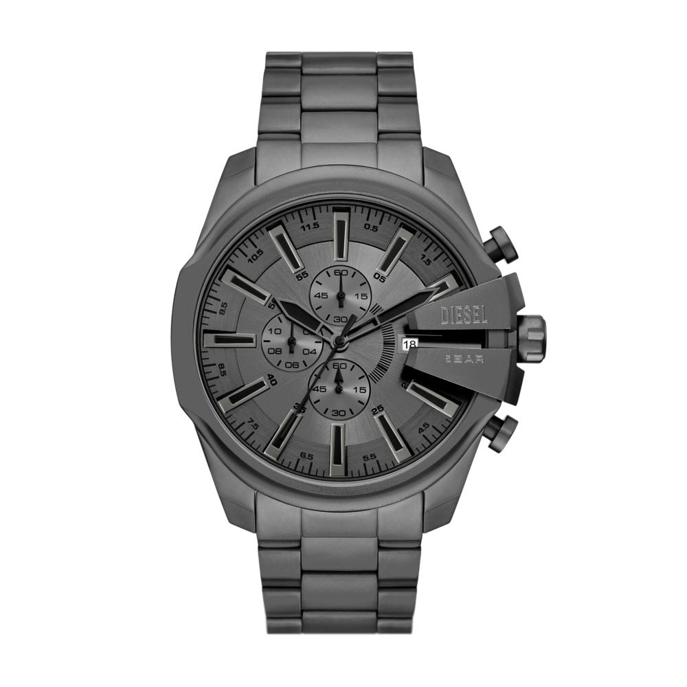 Diesel Mega Chief Slim Mens Grey Stainless Steel Strap Watch-DZ4676