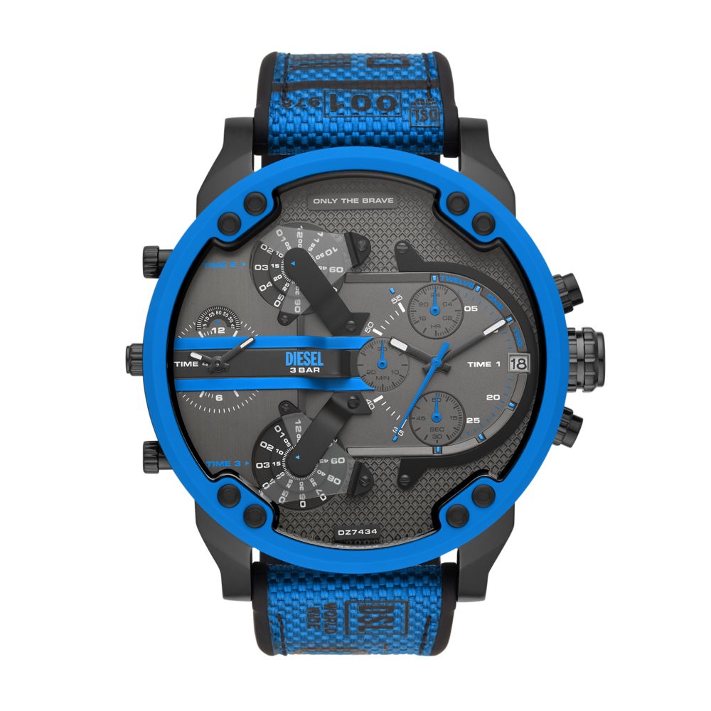 Diesel Mr. Daddy 2.0 Mens Blue Rubber Strap Watch-DZ7434