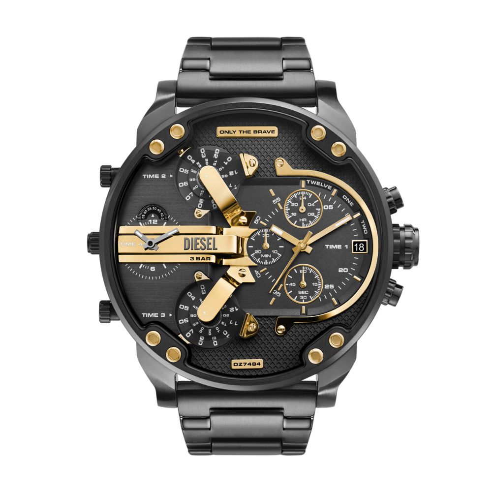 Diesel Mr. Daddy Mens Grey Stainless Steel Strap Watch-DZ7484