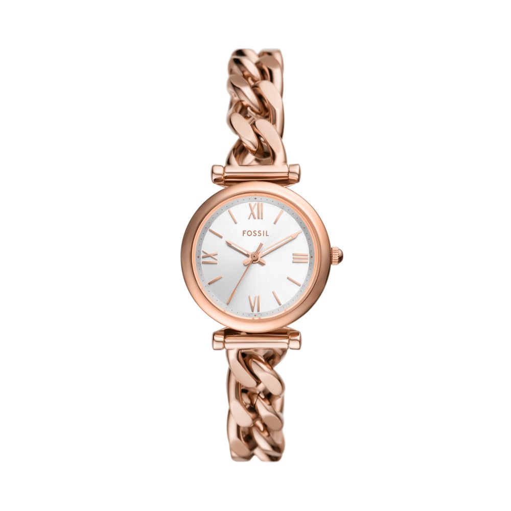 Fossil Carlie Womens Rose Gold Stainless Steel Strap Watch-ES5330
