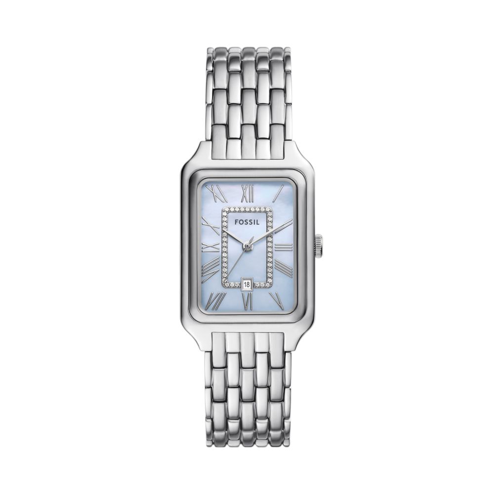 Fossil Raquel Womens Silver Stainless Steel Strap Watch-ES5402