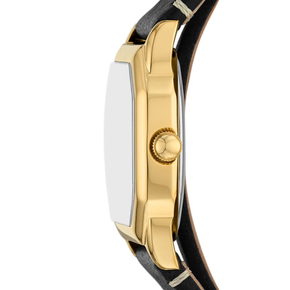 Fossil Harlow Womens Black Leather Strap Watch-ES5404