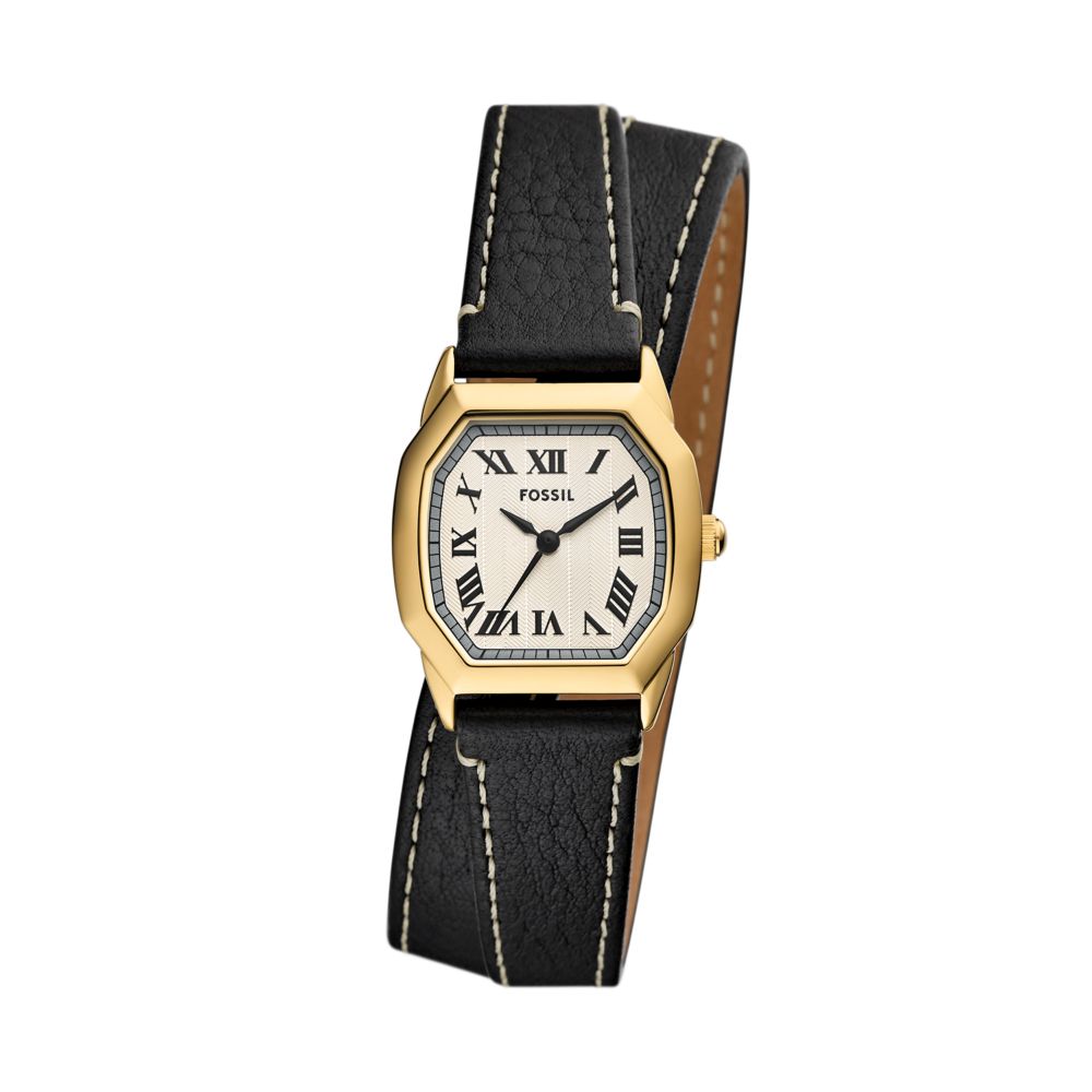 Fossil Harlow Womens Black Leather Strap Watch-ES5404
