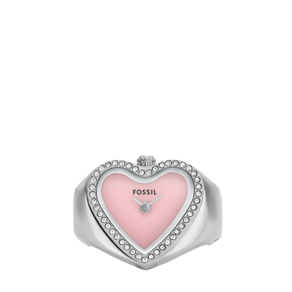 Fossil Watch Ring Womens Silver Stainless Steel Strap Watch-ES5408