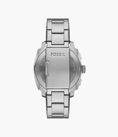 Fossil Machine Mens Silver Stainless Steel Strap Watch-FS6095