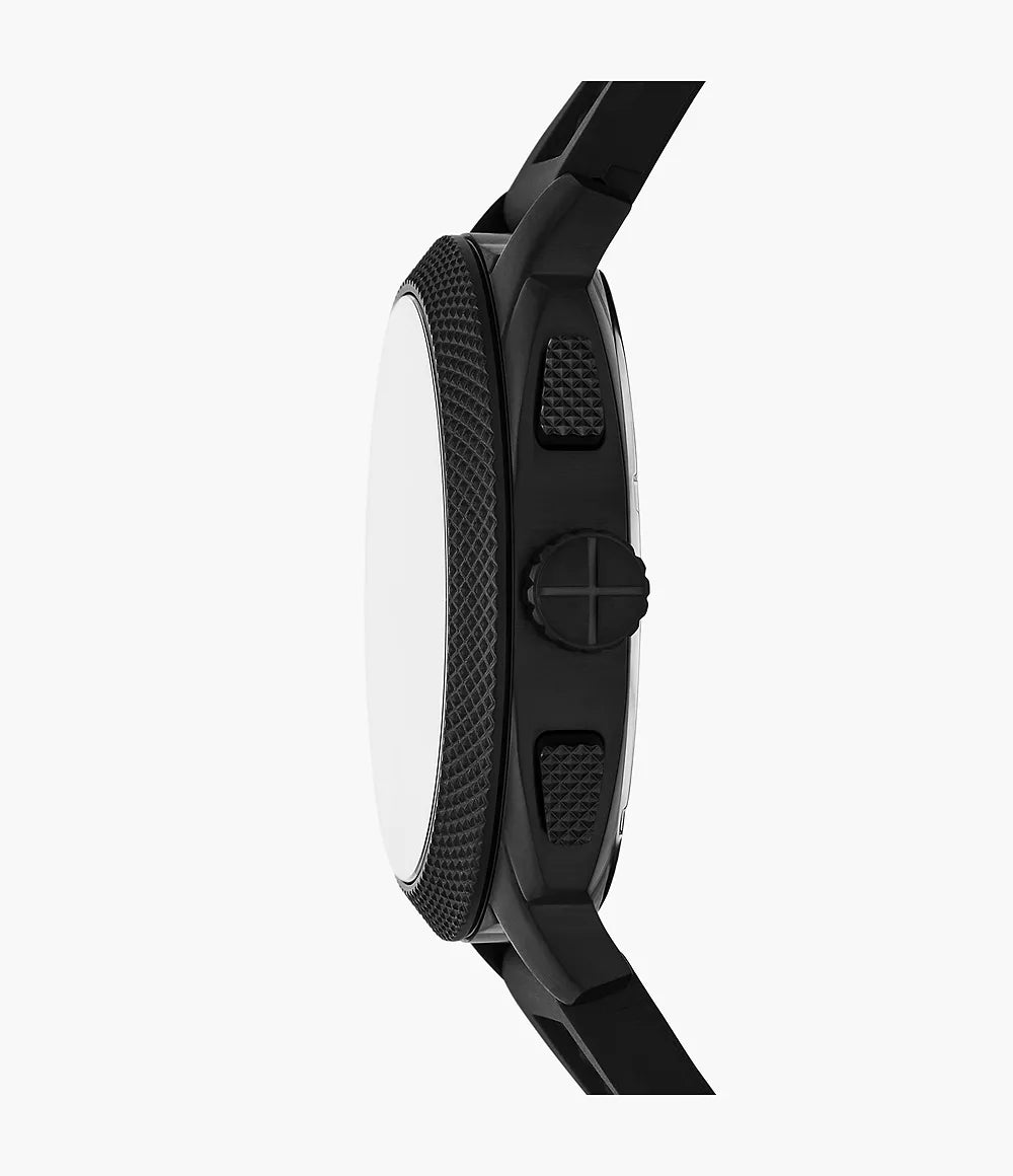 Fossil Machine Mens Black Rubber Strap Watch-FS6099