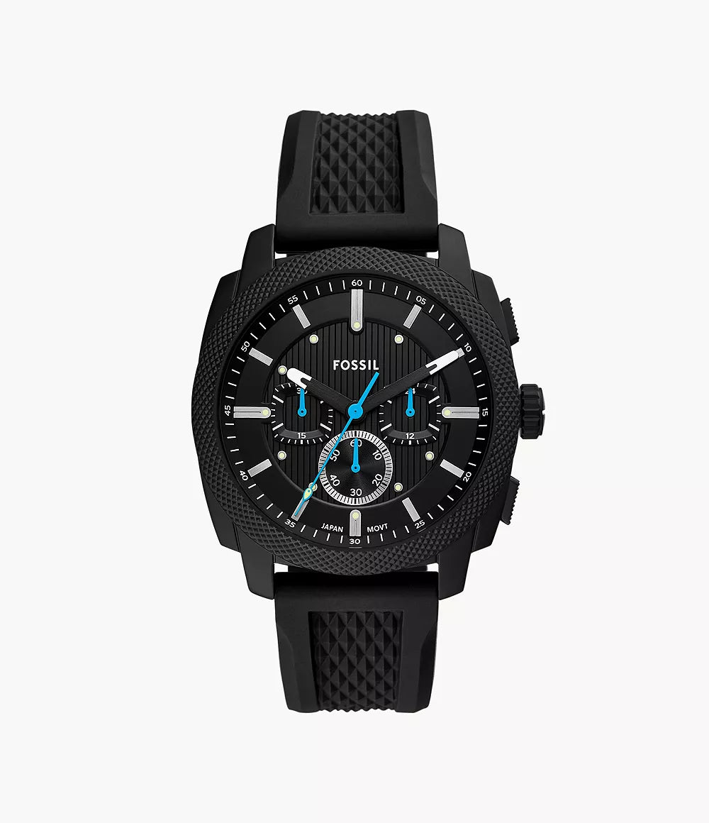 Fossil Machine Mens Black Rubber Strap Watch-FS6099
