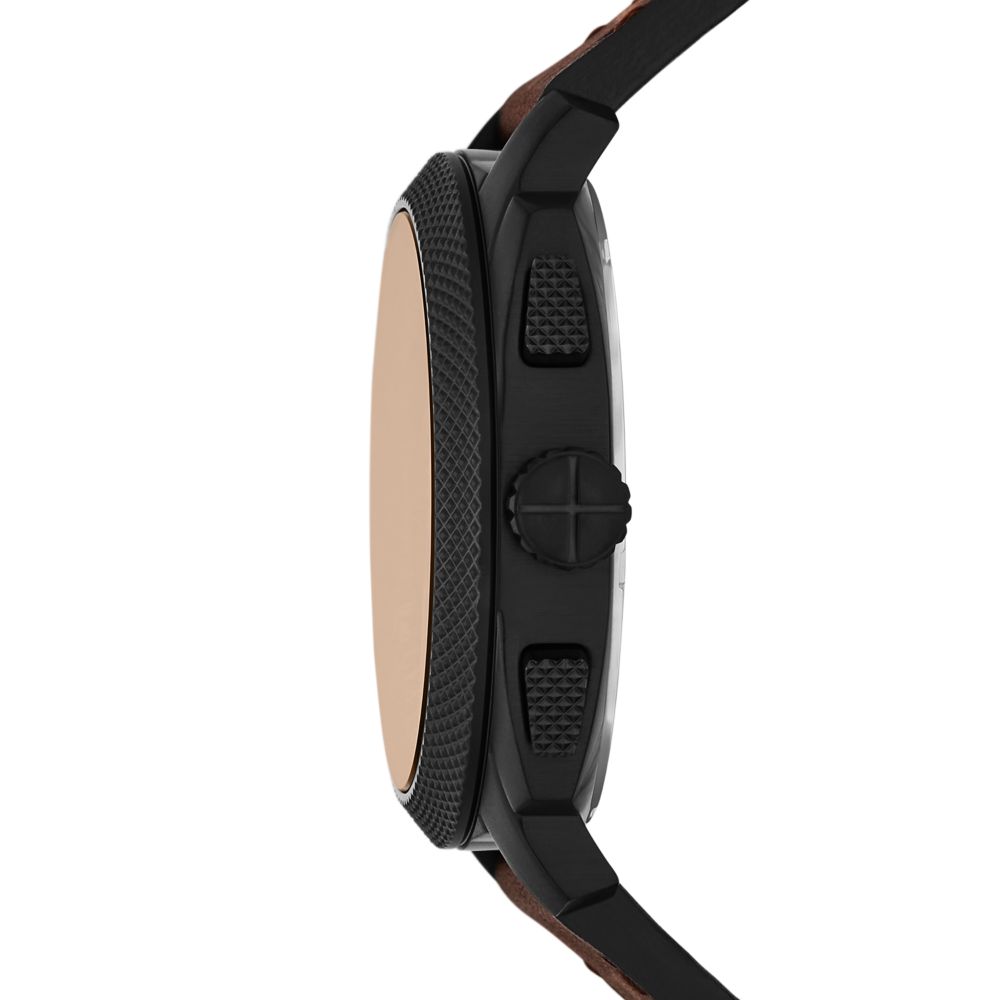 Fossil Machine Mens Brown Leather Strap Watch-FS6102SET