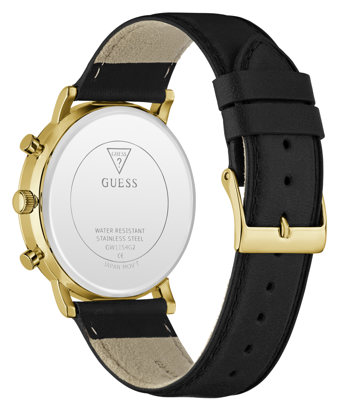 Guess Cassian Mens Black Leather Watch-GW1154G2