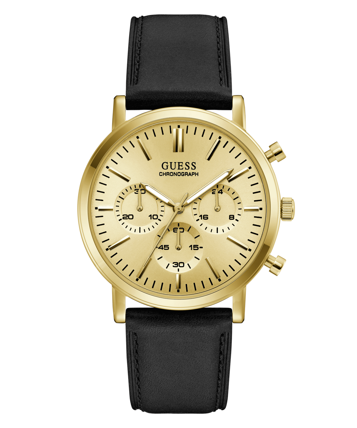 Guess Cassian Mens Black Leather Watch-GW1154G2