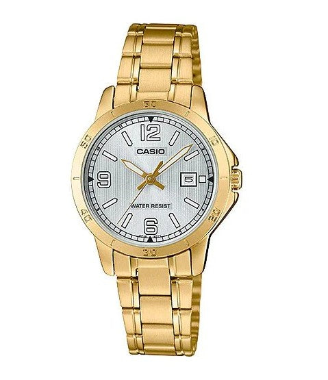 Casio - Womens Gold Stainless steel Strap Watch-LTP-V004G-7B2UDF
