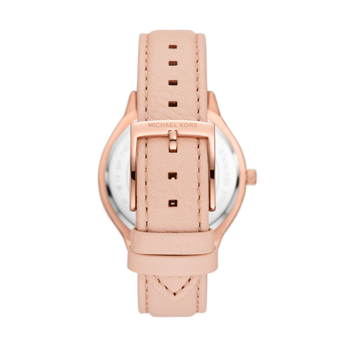 Michael Kors Slim Runway Womens Rose Gold Leather Strap Watch-MK7467