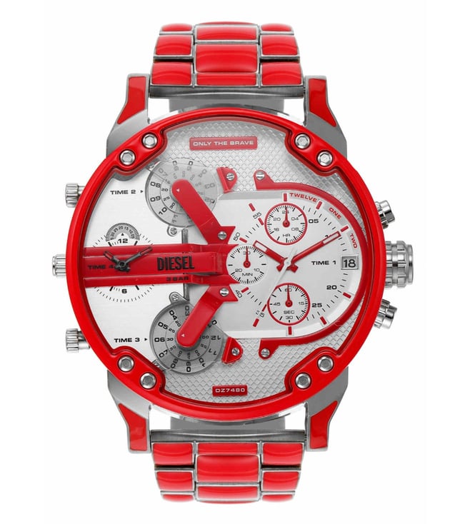 Diesel Mr. Daddy 2.0 Mens Red Stainless Steel Watch-DZ7480