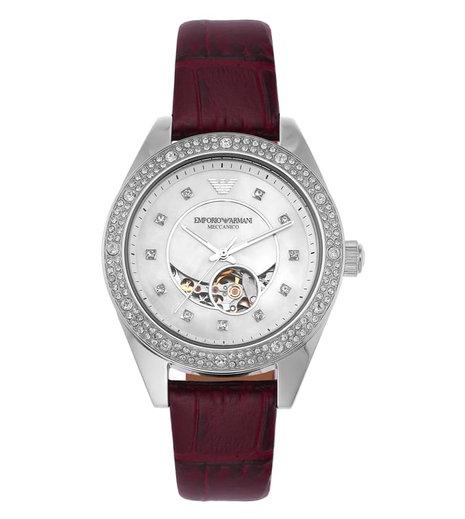 Armani Leo Womens Red Leather Watch-AR60075