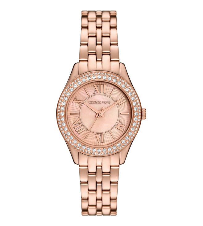 Michael Kors Harlowe Womens Rose Gold Stainless Steel Strap Watch-MK4845