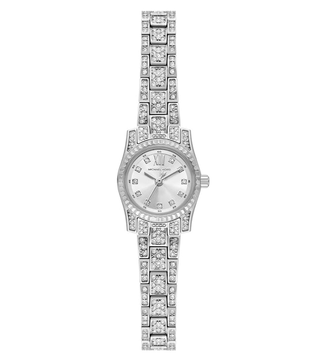 Michael Kors Lexington Womens Silver Stainless Steel Strap Watch-MK4864