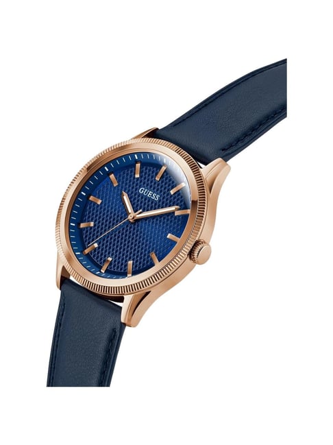 Guess - Mens Blue Leather Strap Watch-GW0846G2