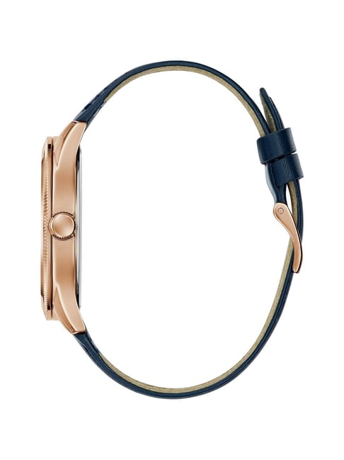 Guess - Mens Blue Leather Strap Watch-GW0846G2