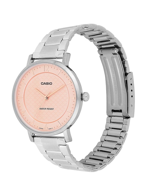 Casio LTP-VT04D-4ADF -Pink Patterned Dial-Slim SSteel | Minimalist Watch