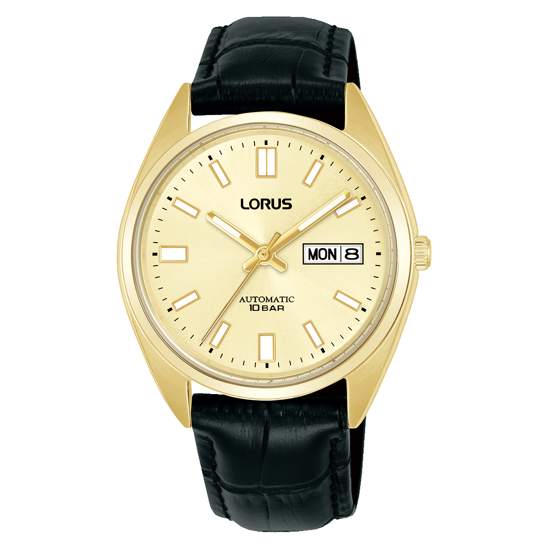 Lorus - Men Black Leather Strap Watch - RL436CX9G