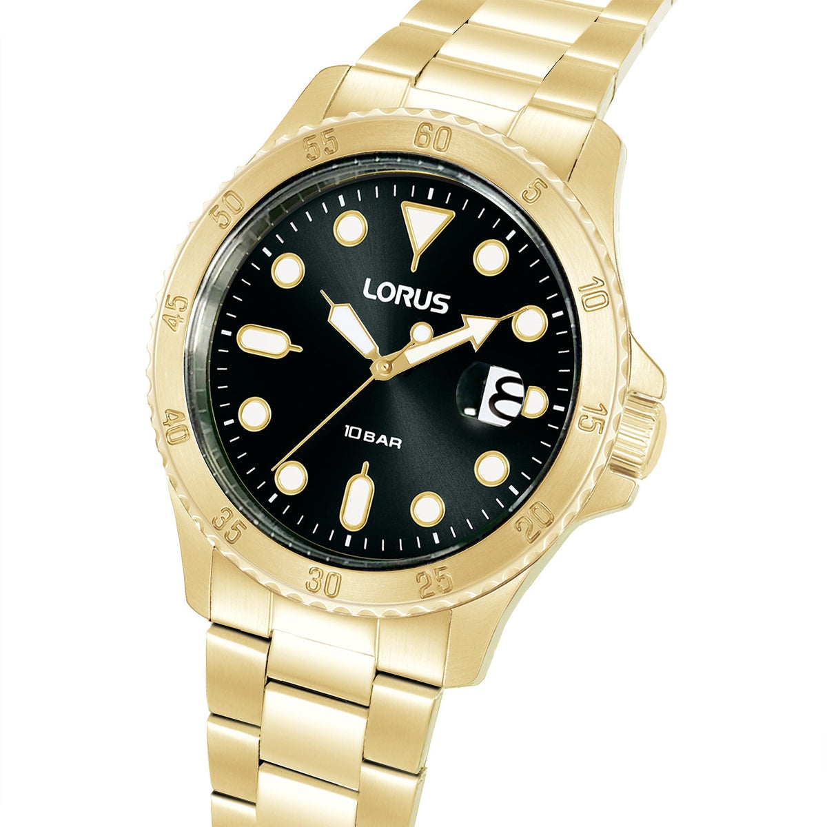Lorus Mens Gold Stainless Steel Watch-RS972DX9