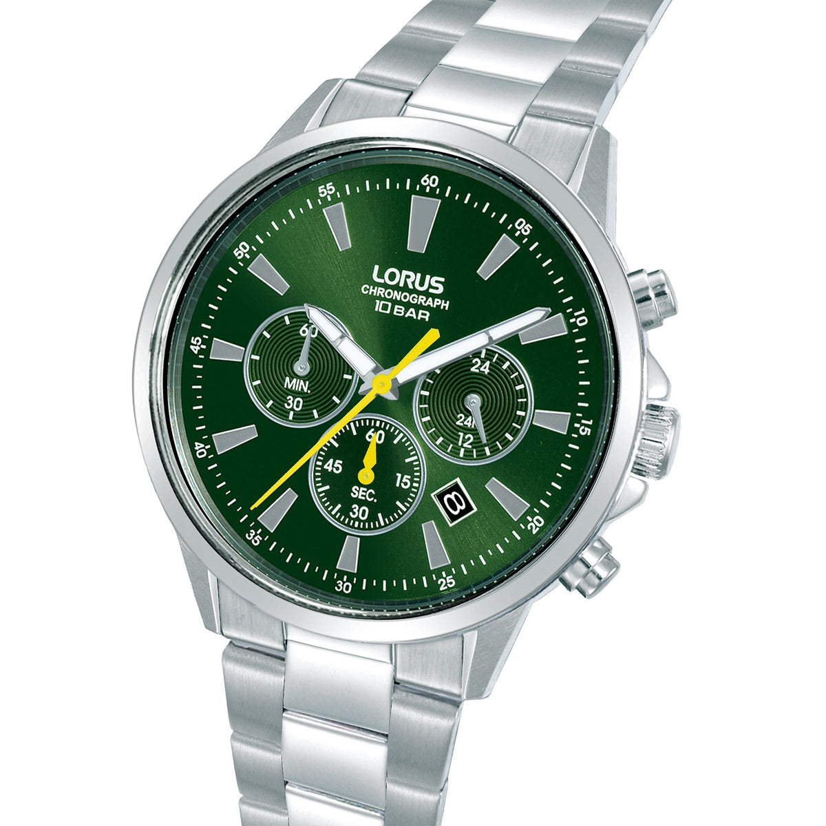 Lorus Mens Sports Chronograph Silver Stainless Steel Watch-RT313LX9